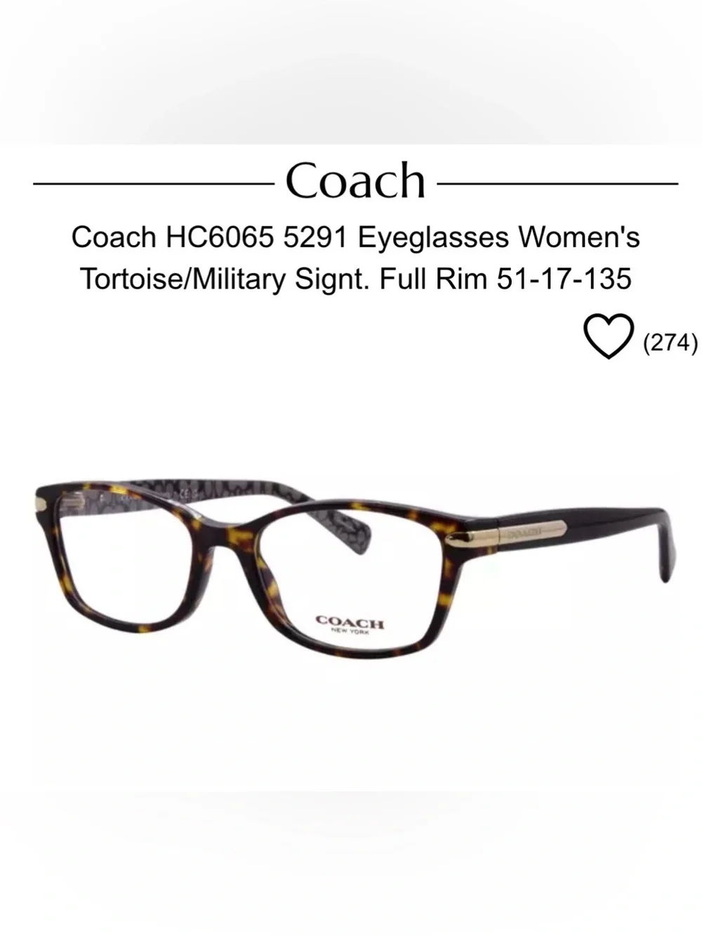 Coach Brown Logo-Pattern Rectangular Eyeglass Frames- HC6065 5291